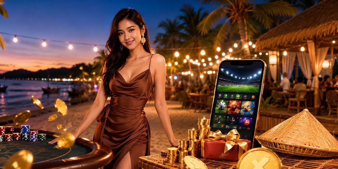 Người phụ nữ đội nón lá tại Phú Quốc theo dõi cá cược thể thao trực tuyến