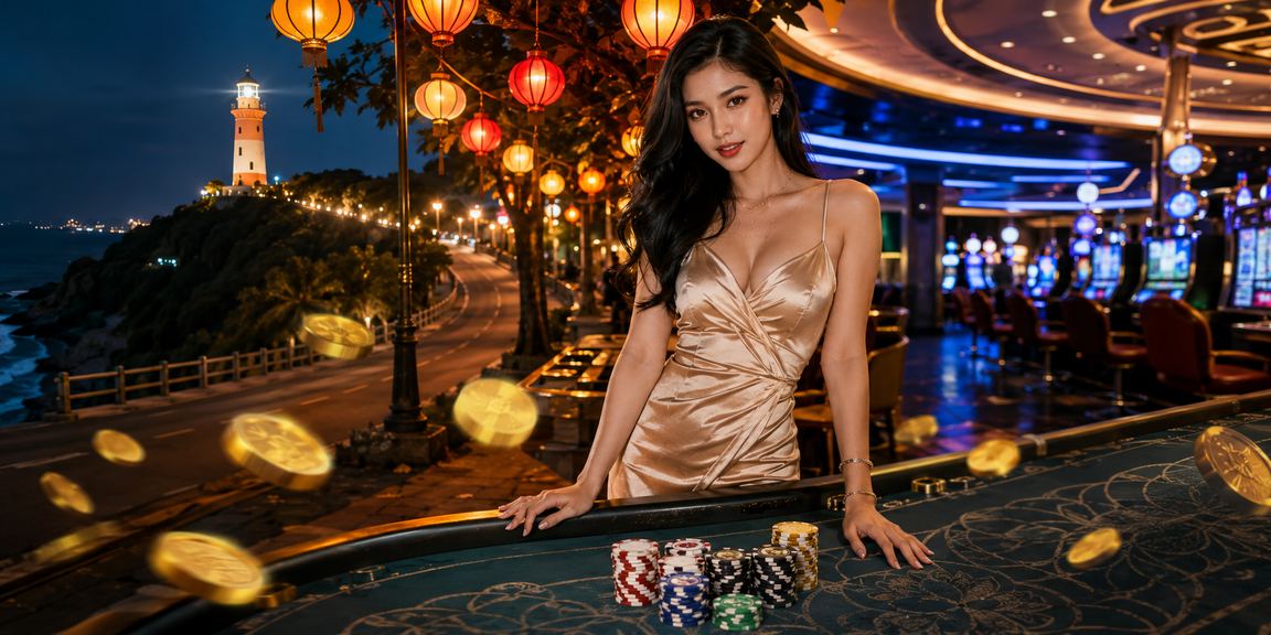 Không gian chợ đêm Vũng Tàu với người dùng tham gia cá cược và casino trực tuyến